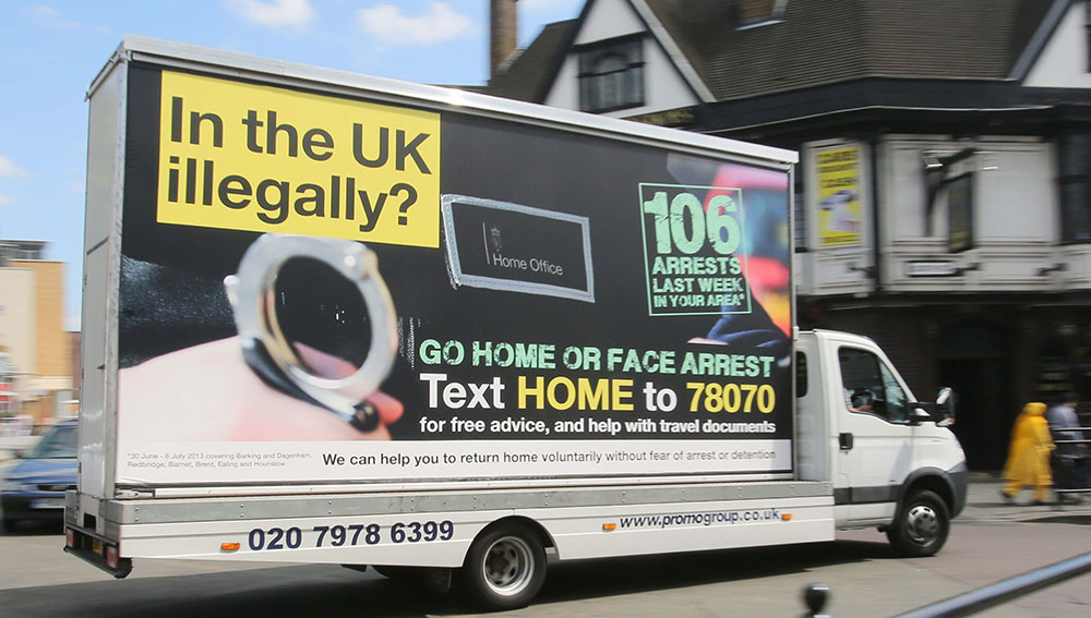 Figure 1: The UK government’s ‘Go Home’ van. Courtesy of Rick Findler (www.rickfindler.photoshelter.com) 