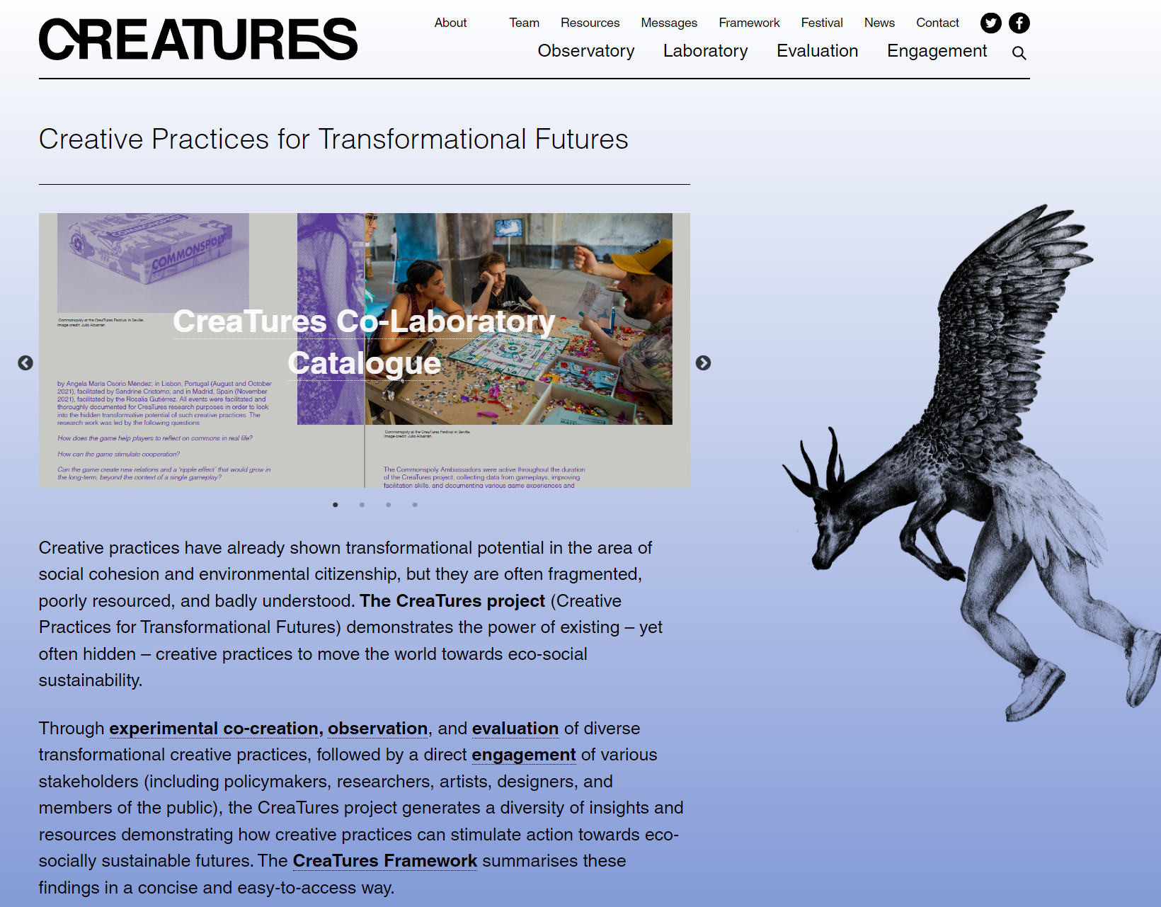Screenshot of project website